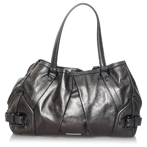 Leather handbag Burberry Silver in Leather 